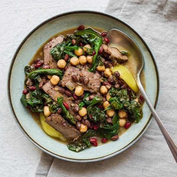 Libyan Sharba with Beef, Red Lentils and Wilted Chard