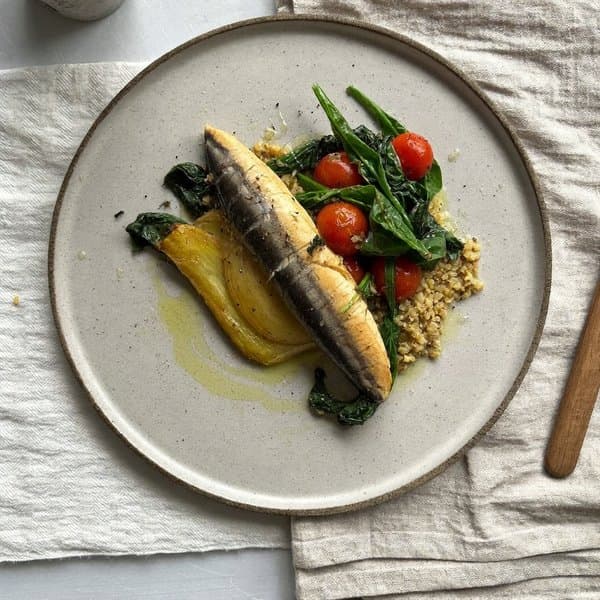 Provençal Mackerel en Papillote with Fennel, Cherry Tomato and Lemon-Ginger Spinach