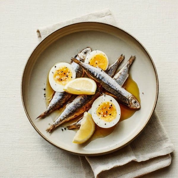 Sardines with Soft-Boiled Eggs and Lemon