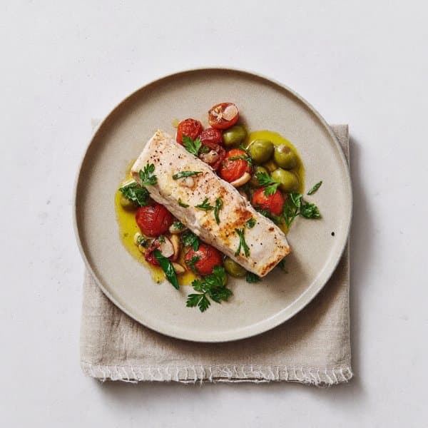 Roasted Cod with Olives and Tomato