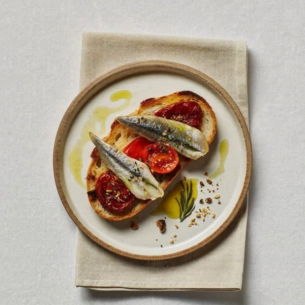 Calabrian Sardine Toast with Sun-Dried Tomato, Oregano and Brazil Nut