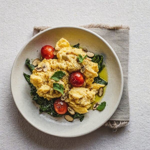 Greek Tomato & Herb Scramble with Brazil Nuts