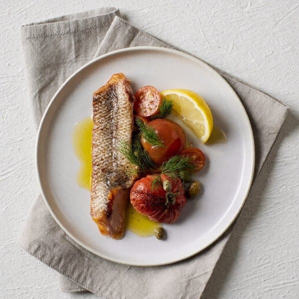 Sardinian Smoked Trout and Tomato Plate with Capers, Lemon and Olive Oil
