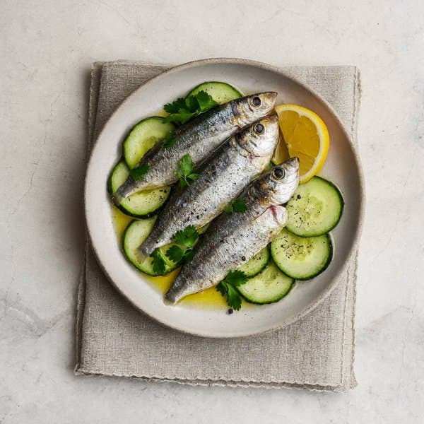 Sardines on Cucumber Slices
