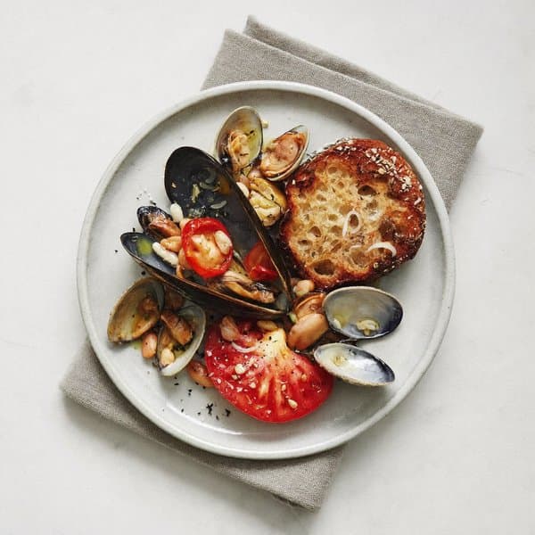 Pugliese Mussels and Clams with Tomato, Cannellini and Toasted GF Bread