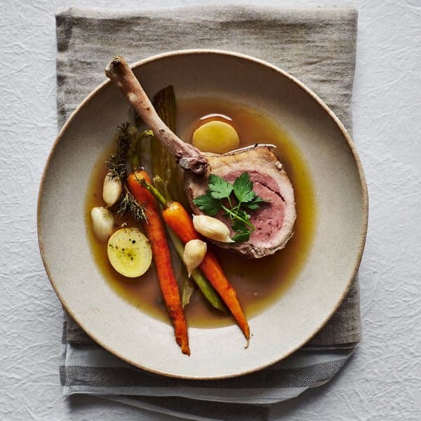 Slow-Braised Lamb Shoulder with Carrot, Parsnip and Bone Broth