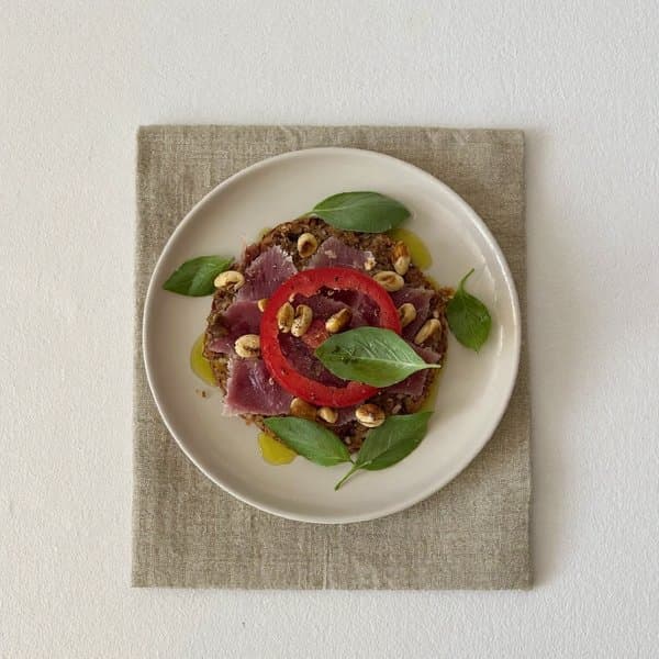 Romagnola Tuna and Brazil-Nut Tomato Plate with Basil and Olive Oil