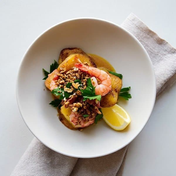 Spanish Zarzuela with Halibut, Shrimp and Sunflower-Almond Picada