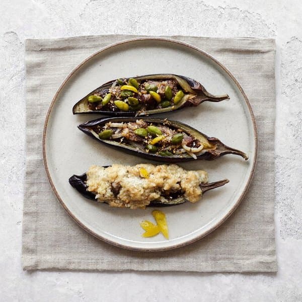 Lebanese Lamb-Stuffed Eggplant with Pumpkin-Seed Tahini and Sumac
