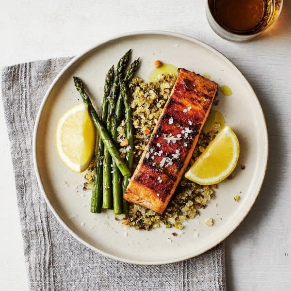 Grilled Trout with Asparagus and Quinoa