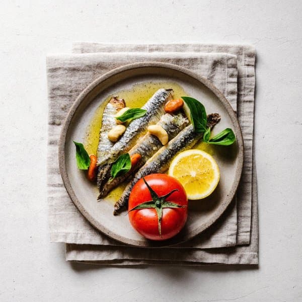 Ligurian Sardine and Brazil Nut Plate with Lemon, Tomato and Basil