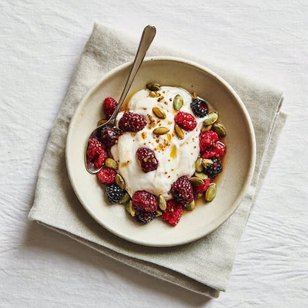 Coconut Yogurt with Berries and Pumpkin Seeds