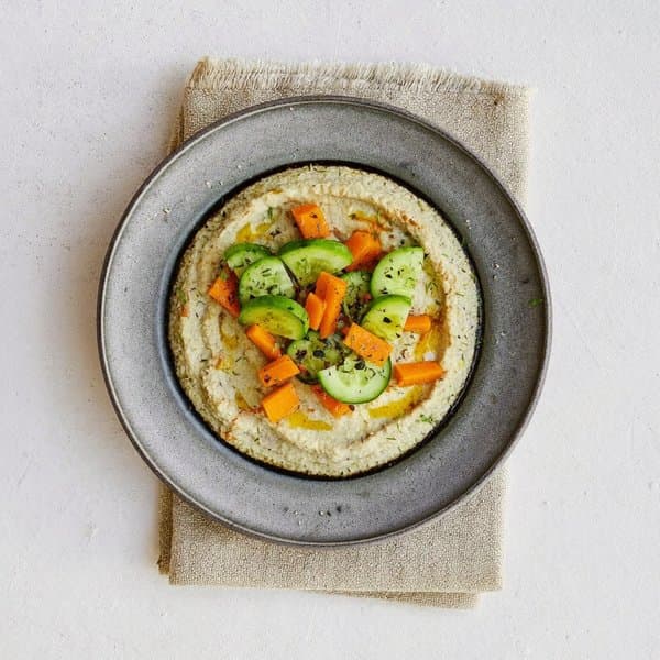 Hummus with Cucumber and Carrot Sticks