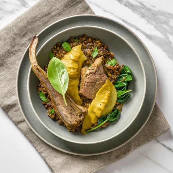 Tunisian Harissa Lamb and Lentil One-Pot with Wilted Spinach
