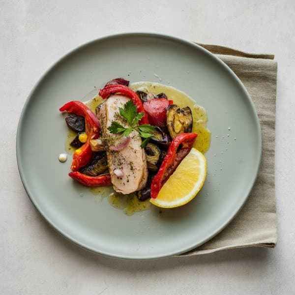 Catalan Tuna Escalivada with Charred Peppers, Eggplant & Lemon