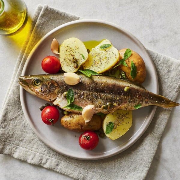 Maltese Cod and Potato Lunch with Capers, Tomato and Mint
