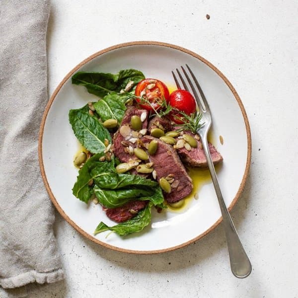 Piemontese Beef and Pumpkin-Seed Breakfast Skillet with Rosemary and Slow Tomato