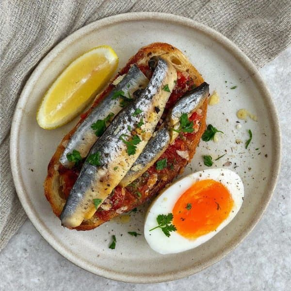Andaluz Smoked Mackerel on Pan con Tomate with Soft Egg and Pimentón