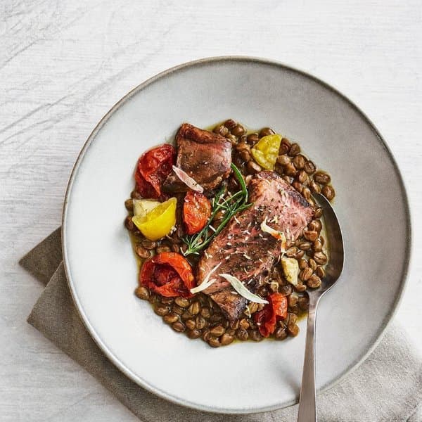 Roman Beef Spezzatino with Lentils, Rosemary & Tomato