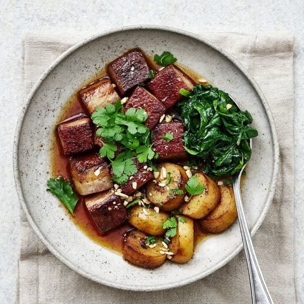 AIP Iron Breakfast Skillet with Beef, Calf Liver, Caramelised Plantain and Wilted Spinach