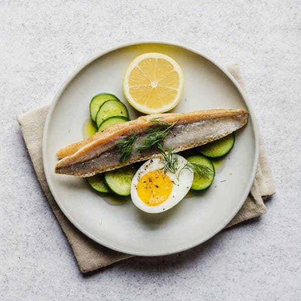 Sephardic Smoked Mackerel Plate with Soft Egg, Cucumber and Dill