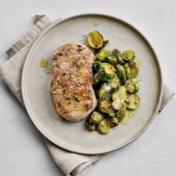 Pork Tenderloin with Roasted Brussels Sprouts